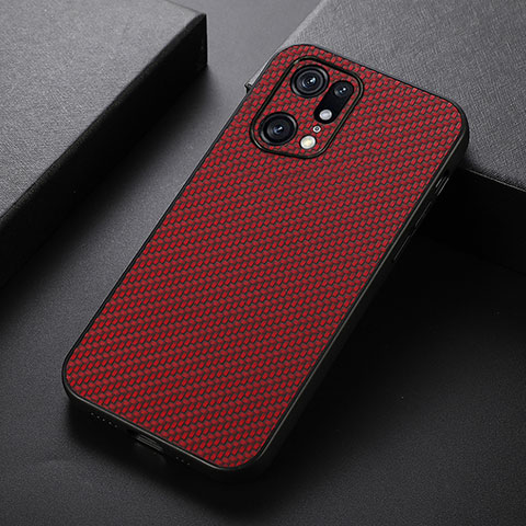 Coque Luxe Cuir Housse Etui B05H pour Oppo Find X5 Pro 5G Rouge