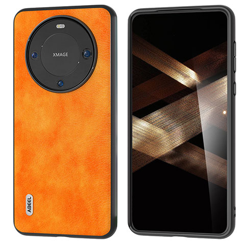 Coque Luxe Cuir Housse Etui B06H pour Huawei Mate 60 Orange