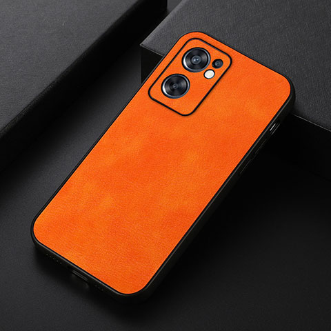 Coque Luxe Cuir Housse Etui B06H pour Oppo Reno7 SE 5G Orange