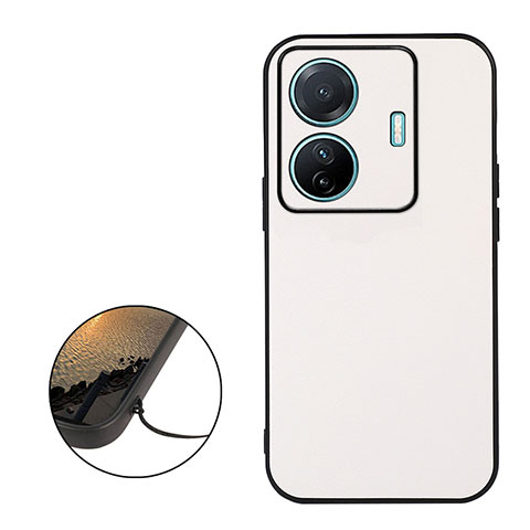 Coque Luxe Cuir Housse Etui B06H pour Vivo T1 Pro 5G Blanc