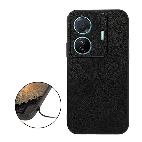 Coque Luxe Cuir Housse Etui B06H pour Vivo T1 Pro 5G Noir