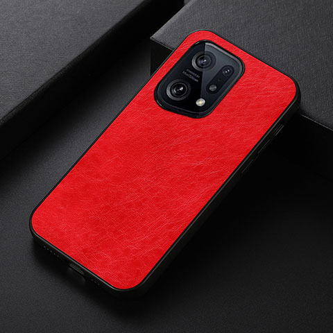 Coque Luxe Cuir Housse Etui B07H pour Oppo Find X5 5G Rouge