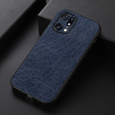 Coque Luxe Cuir Housse Etui B07H pour Oppo Find X5 Pro 5G Bleu