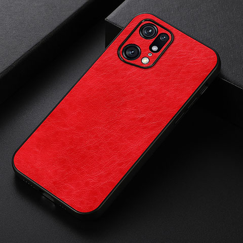 Coque Luxe Cuir Housse Etui B07H pour Oppo Find X5 Pro 5G Rouge
