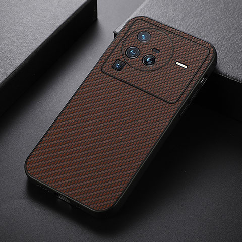 Coque Luxe Cuir Housse Etui B07H pour Vivo X80 Pro 5G Marron