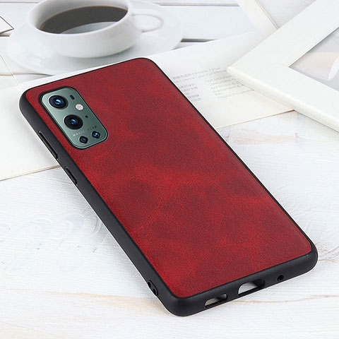 Coque Luxe Cuir Housse Etui B08H pour OnePlus 9 Pro 5G Rouge