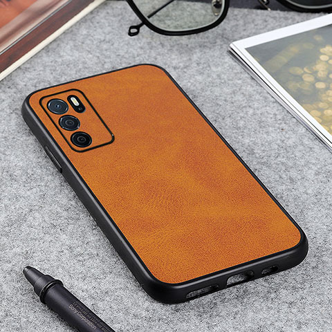 Coque Luxe Cuir Housse Etui B08H pour Oppo A16s Marron