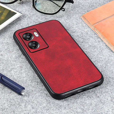 Coque Luxe Cuir Housse Etui B08H pour Oppo A57 5G Rouge