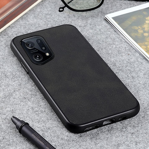 Coque Luxe Cuir Housse Etui B08H pour Oppo Find X5 5G Noir