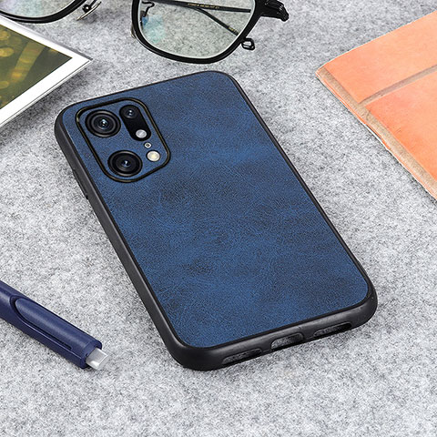 Coque Luxe Cuir Housse Etui B08H pour Oppo Find X5 Pro 5G Bleu