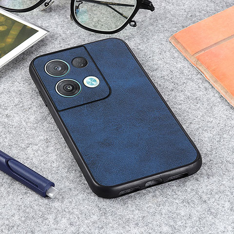 Coque Luxe Cuir Housse Etui B08H pour Oppo Reno8 5G Bleu