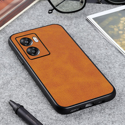 Coque Luxe Cuir Housse Etui B08H pour Realme V23 5G Marron