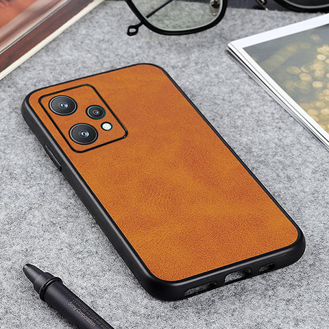 Coque Luxe Cuir Housse Etui B08H pour Realme V25 5G Marron