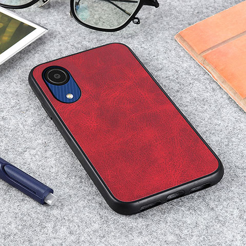 Coque Luxe Cuir Housse Etui B08H pour Samsung Galaxy A03 Core Rouge