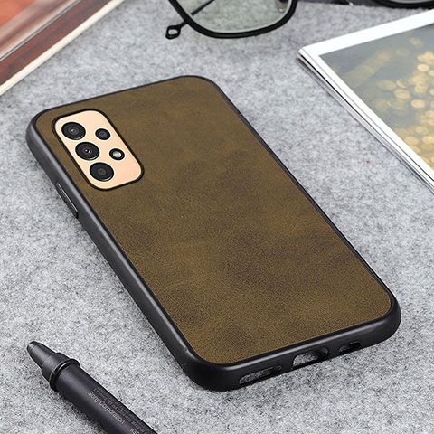 Coque Luxe Cuir Housse Etui B08H pour Samsung Galaxy A13 4G Brun Clair