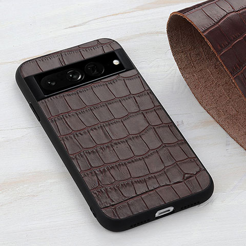 Coque Luxe Cuir Housse Etui B12H pour Google Pixel 7 Pro 5G Marron