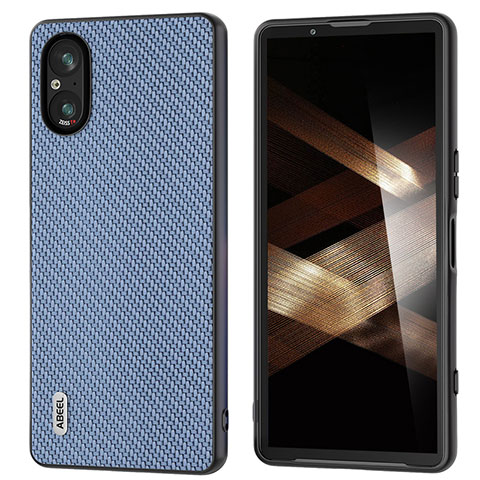 Coque Luxe Cuir Housse Etui BH3 pour Sony Xperia 5 V Bleu Ciel