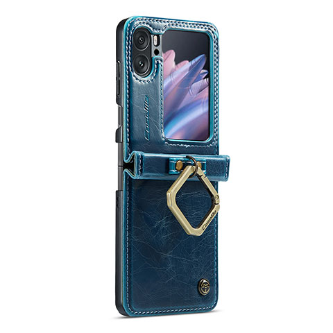 Coque Luxe Cuir Housse Etui C01S pour Oppo Find N2 Flip 5G Bleu