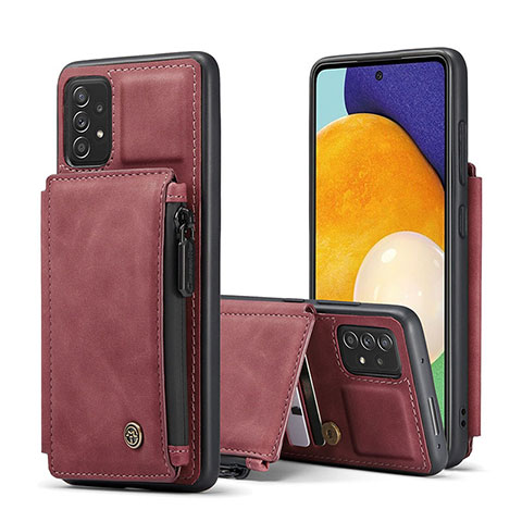 Coque Luxe Cuir Housse Etui C01S pour Samsung Galaxy A52s 5G Rouge