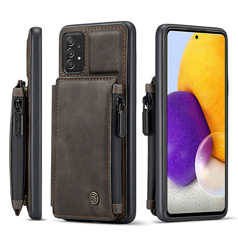 Coque Luxe Cuir Housse Etui C01S pour Samsung Galaxy A72 5G Marron