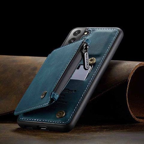 Coque Luxe Cuir Housse Etui C03S pour Samsung Galaxy S21 5G Bleu