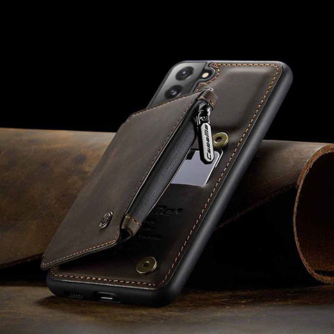 Coque Luxe Cuir Housse Etui C03S pour Samsung Galaxy S21 Plus 5G Marron