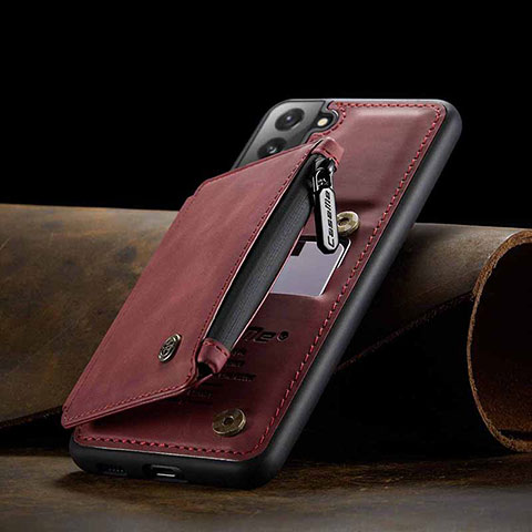 Coque Luxe Cuir Housse Etui C03S pour Samsung Galaxy S22 5G Rouge