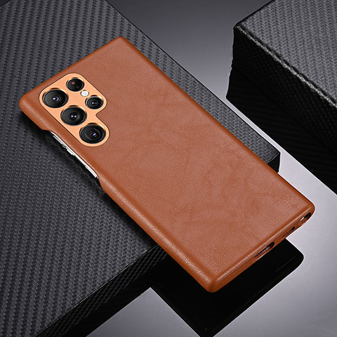 Coque Luxe Cuir Housse Etui C06 pour Samsung Galaxy S21 Ultra 5G Marron