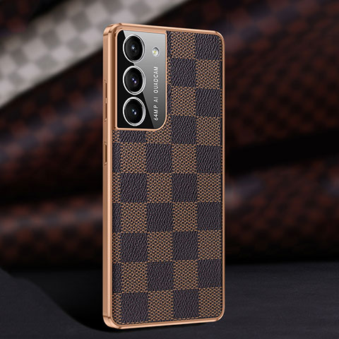 Coque Luxe Cuir Housse Etui C11 pour Samsung Galaxy S21 FE 5G Marron