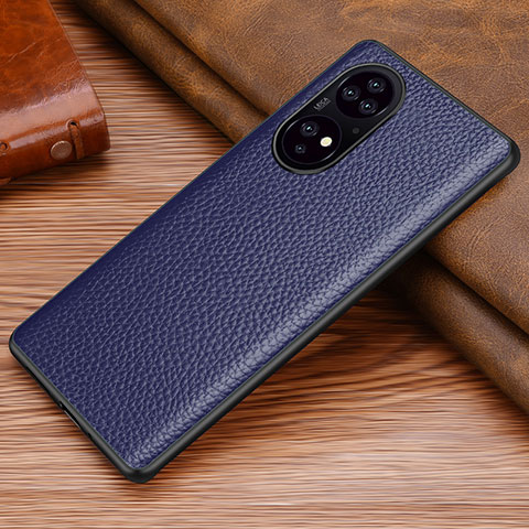 Coque Luxe Cuir Housse Etui DL1 pour Huawei P50 Pro Bleu