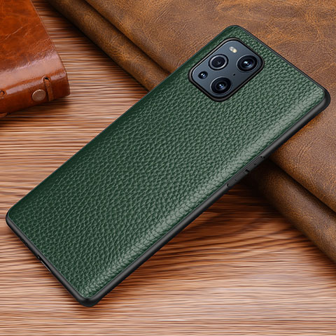 Coque Luxe Cuir Housse Etui DL1 pour Oppo Find X3 5G Vert