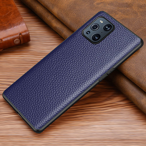 Coque Luxe Cuir Housse Etui DL1 pour Oppo Find X3 Pro 5G Bleu