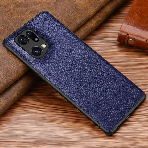 Coque Luxe Cuir Housse Etui DL1 pour Oppo Find X5 5G Bleu