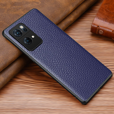 Coque Luxe Cuir Housse Etui DL1 pour Oppo Reno7 Pro 5G Bleu