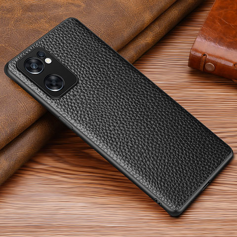 Coque Luxe Cuir Housse Etui DL1 pour Oppo Reno7 SE 5G Noir