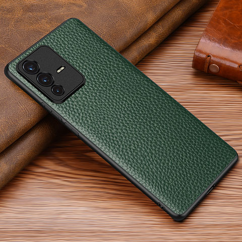 Coque Luxe Cuir Housse Etui DL1 pour Vivo V23 Pro 5G Vert