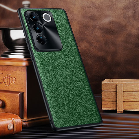 Coque Luxe Cuir Housse Etui DL1 pour Vivo V27 5G Vert