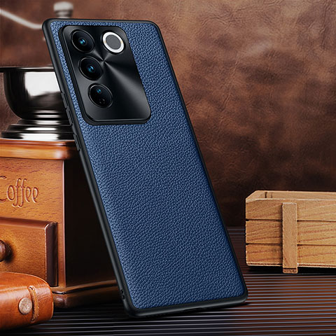 Coque Luxe Cuir Housse Etui DL1 pour Vivo V27 Pro 5G Bleu