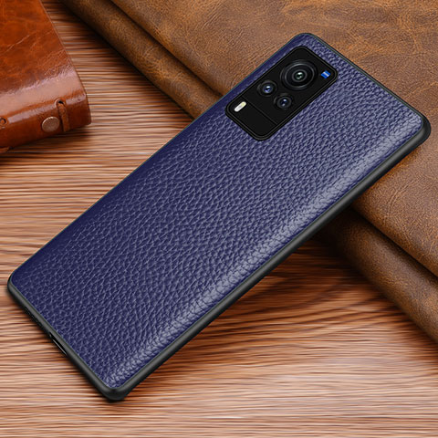 Coque Luxe Cuir Housse Etui DL1 pour Vivo X60 Pro 5G Bleu