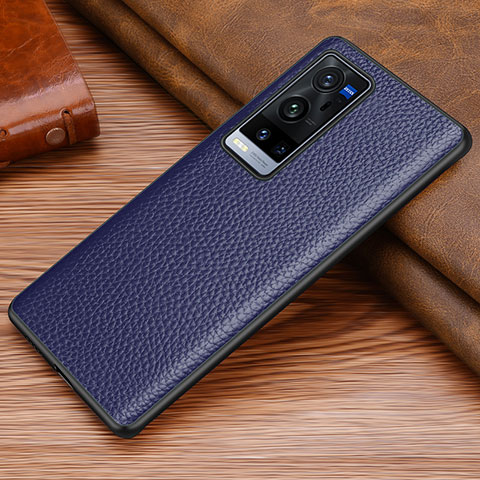 Coque Luxe Cuir Housse Etui DL1 pour Vivo X60 Pro+ Plus 5G Bleu