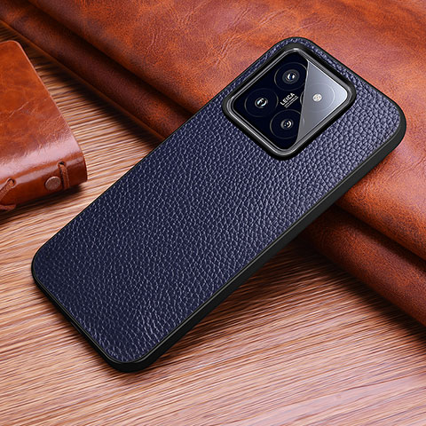 Coque Luxe Cuir Housse Etui DL1 pour Xiaomi Mi 14 5G Bleu