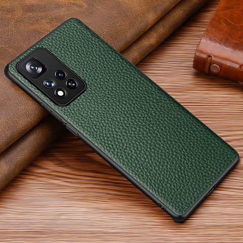 Coque Luxe Cuir Housse Etui DL1 pour Xiaomi Poco X4 NFC Vert