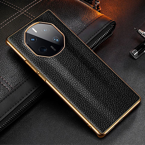 Coque Luxe Cuir Housse Etui DL2 pour Huawei Mate 50 RS Noir