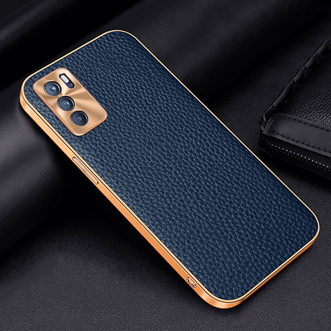 Coque Luxe Cuir Housse Etui DL2 pour Oppo Reno6 5G Bleu