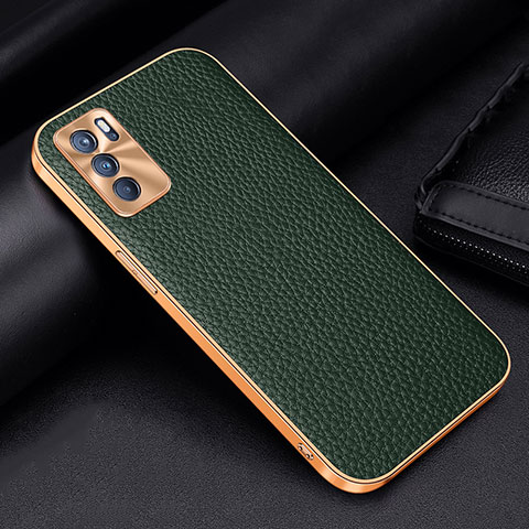 Coque Luxe Cuir Housse Etui DL2 pour Oppo Reno6 5G Vert