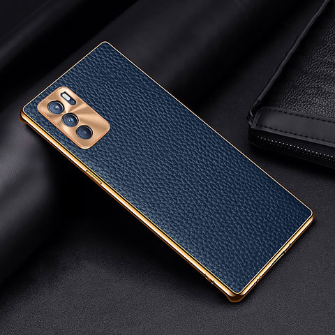 Coque Luxe Cuir Housse Etui DL2 pour Oppo Reno6 Pro 5G India Bleu