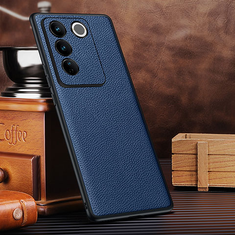 Coque Luxe Cuir Housse Etui DL2 pour Vivo V27 5G Bleu