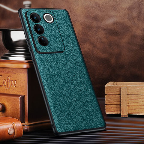 Coque Luxe Cuir Housse Etui DL2 pour Vivo V27 5G Vert