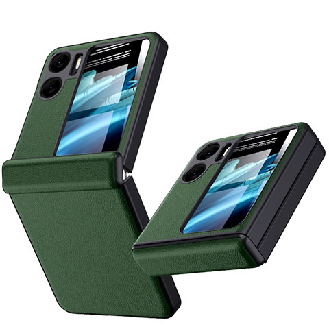 Coque Luxe Cuir Housse Etui DL3 pour Oppo Find N2 Flip 5G Vert