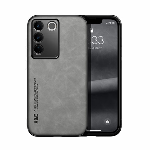 Coque Luxe Cuir Housse Etui DY1 pour Vivo V27 5G Gris